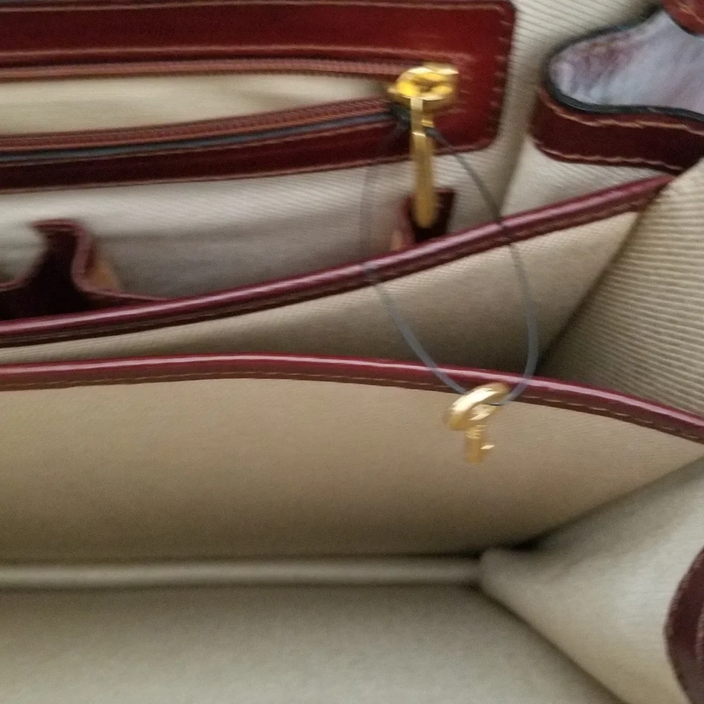 Bosca Maroon Leather Briefcase with Gold Accents